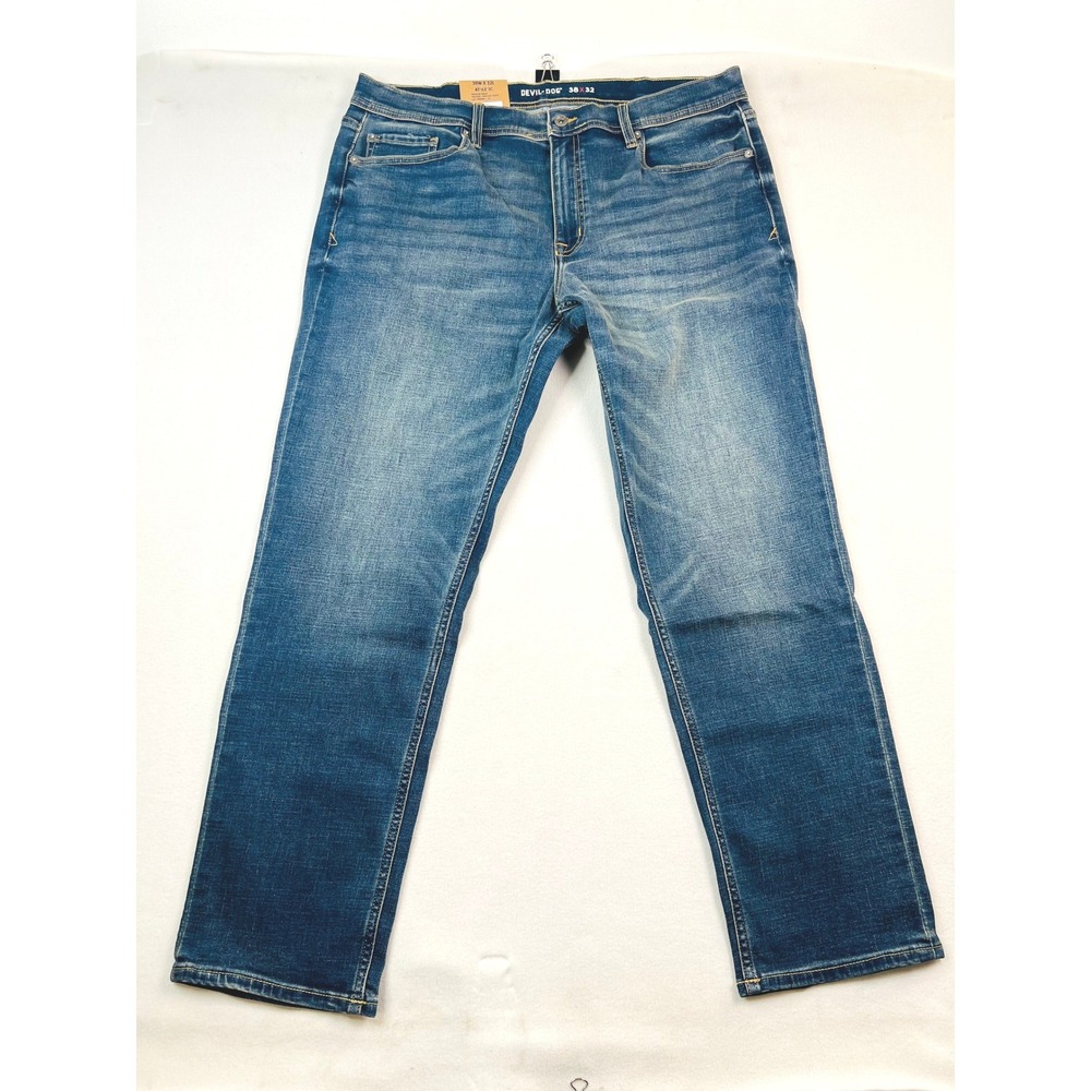 Devil-Dog Dungarees Burke Athletic‎ Fit Jeans 38x32 Medium Wash Blue DD5001 NEW